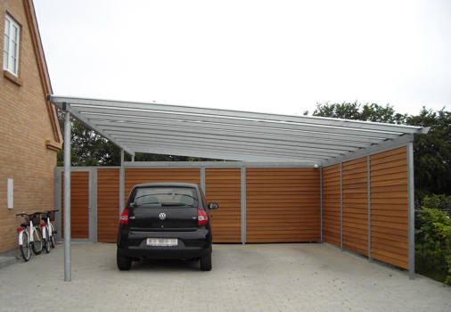 PLAN-Carport mit Platz für 2 Autos oder 1 Auto und Fahrräder