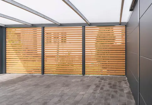 KUBIC Carport Med Vandrette Lameller Set Indefra