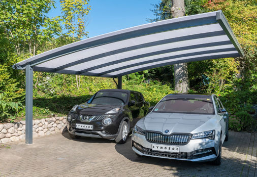 WING-Carport mit Platz für 2 Autos und einem Minimum an Stützen