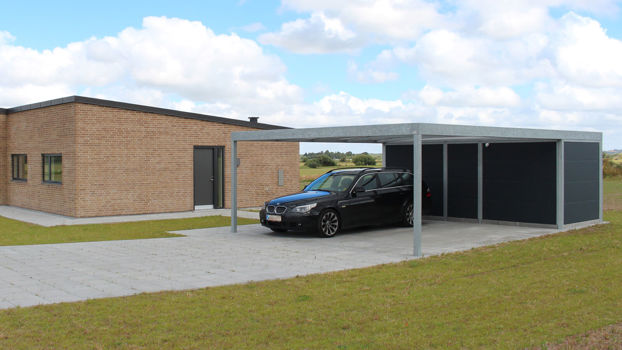 Doppelcarport UNA mit Geräteschuppen